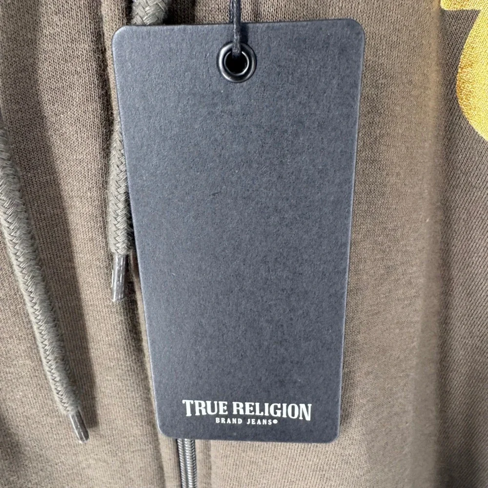 True Religion Mens Major Brown Gold HS Buddha Foil Zip Hoodie 700907 L NEW